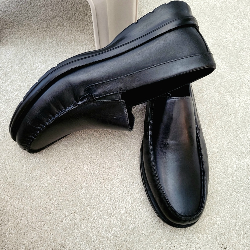 Rockport Loafers Size 11.5 M Rockport Palmer Black Leather Slip-On Dress Shoes - Picture 3 of 16